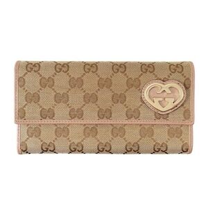 Gucci Lovely Heart GG Canvas Continental Long Wallet